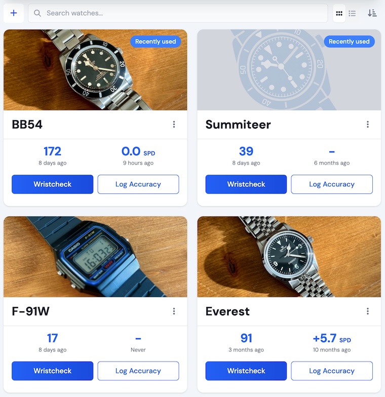 Simplified watches view